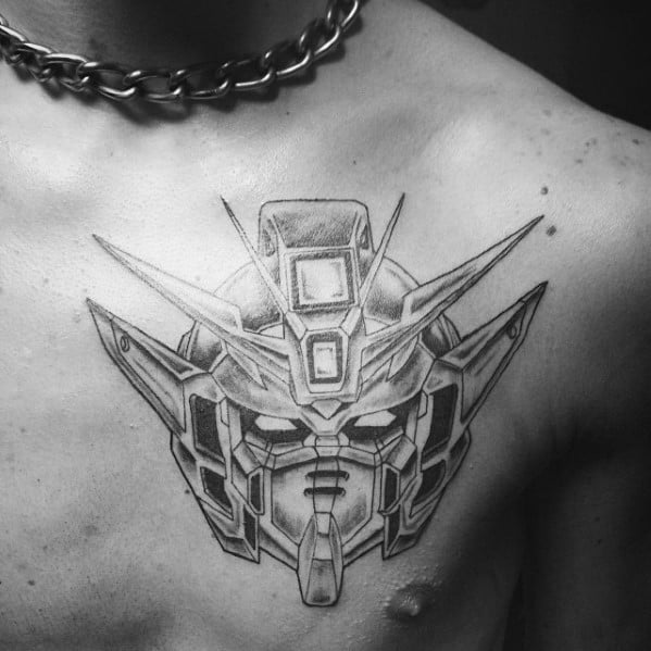 Chest Anime Robot Artistic Male Gundam Tattoo Ideas
