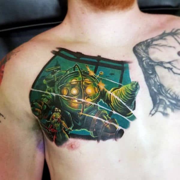Chest Bioshock Mens Video Game Tattoos