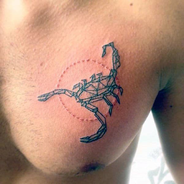 Chest Box Designed Scorpion Tattoo For Men