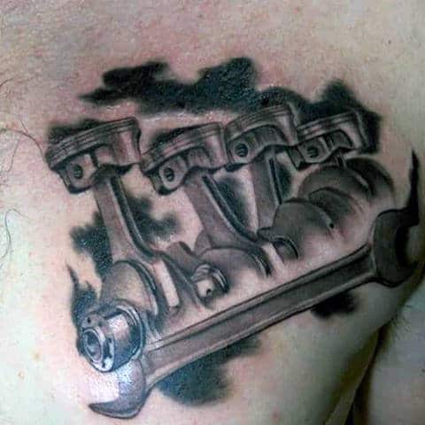Chest Creative Piston Men's Tattoo
