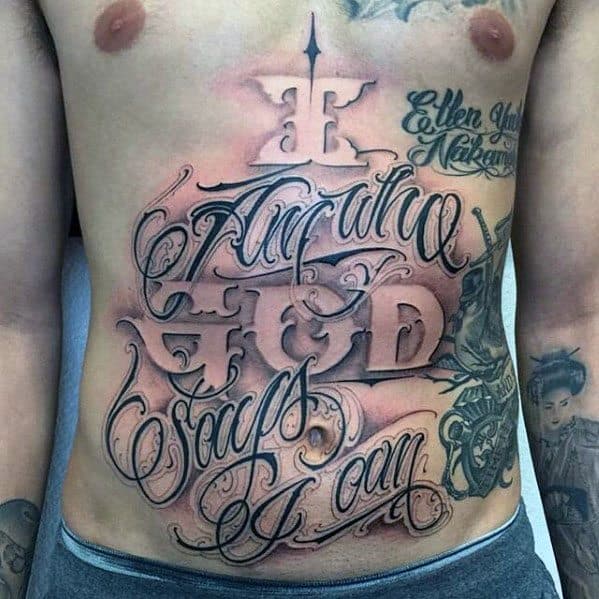 Chest Guys Typography Tattoos