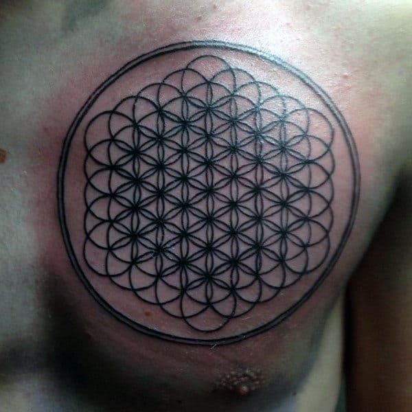 Chest Mens Geometric Circle Tattoos