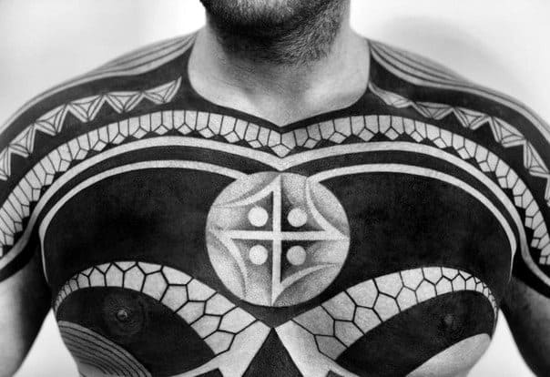Chest Mens Shoulder Tribal Tattoos