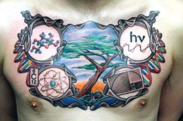 Chest Scientific Tattoos For Guys With Nature
