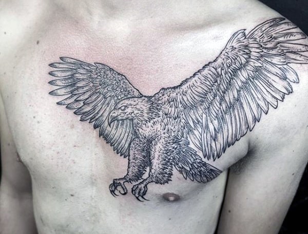 Chest Tribal Eagle Tattoos For Men
