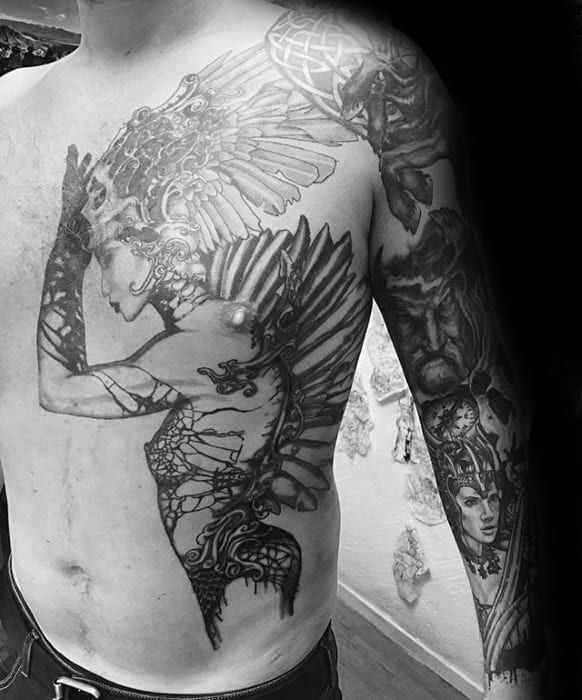 Chest Valkyrie Mens Tattoo Designs