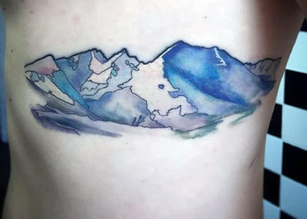 Chest White Mountain Tattoo For Men