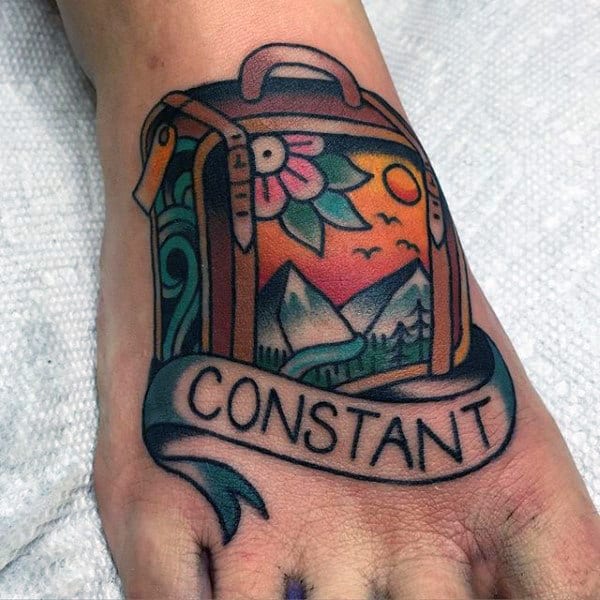 Chic Vacation Case Tattoo On Foot