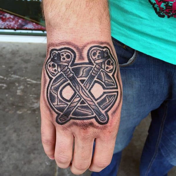 Chicago Blackhawks Mens Hockey Hand Tattoo Deisgns