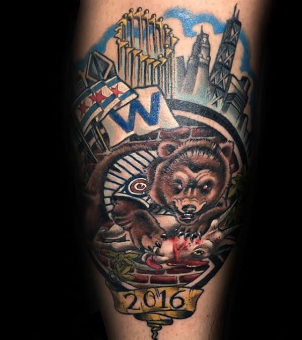 Chicago Cubs Tattoo Designs On Gentlemans Forearm