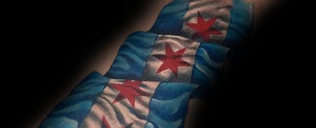 Chicago Flag Tattoo Designs For Men