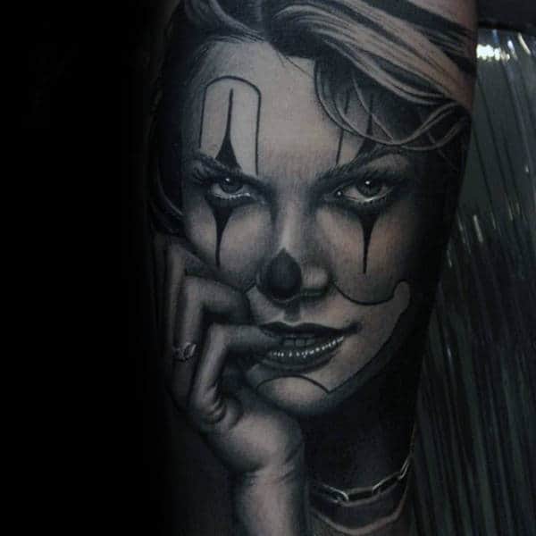 Chicano Mens Clown Female Tattoo Sleeve Designs