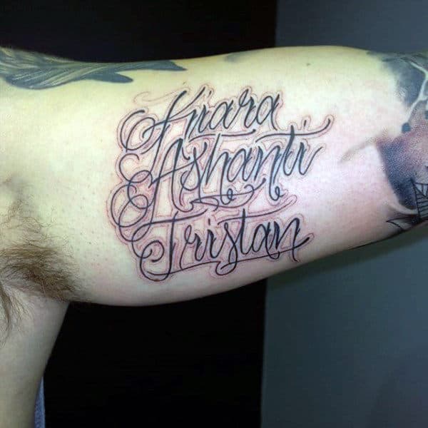 Children Name Tattoo For Men On Inner Arm