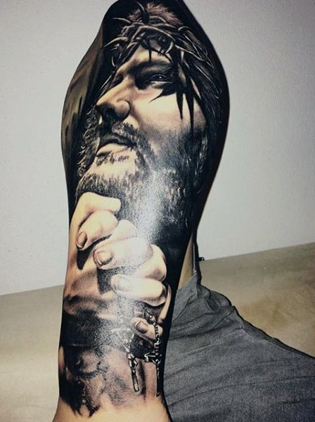 Christian Half Sleeve Tattoos For Men Of Jesus