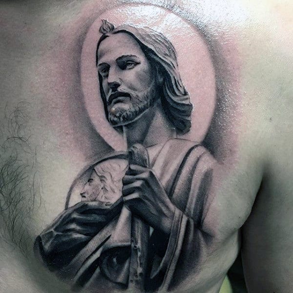 Christianity Tattoos For Men On Upper Chest