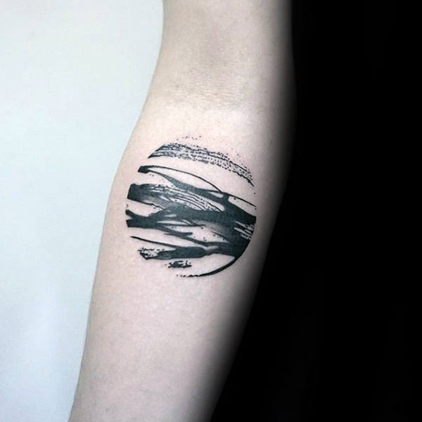 Circle Brush Stroke Nature Scene Male Inner Forearm Tattoos