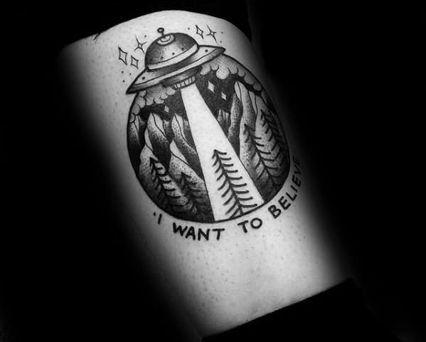 Circle Forearm I Want To Believe Guys Tattoos