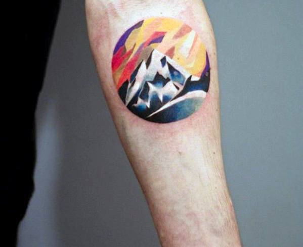 Circle Inner Forearm Rock Climbing Guys Tattoos
