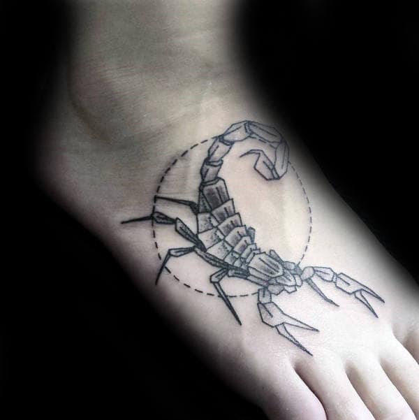 Circle Scorpio Mens Foot Tattoo