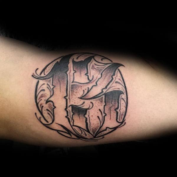 Circle With 13 Numbers Mens Arm Tattoos