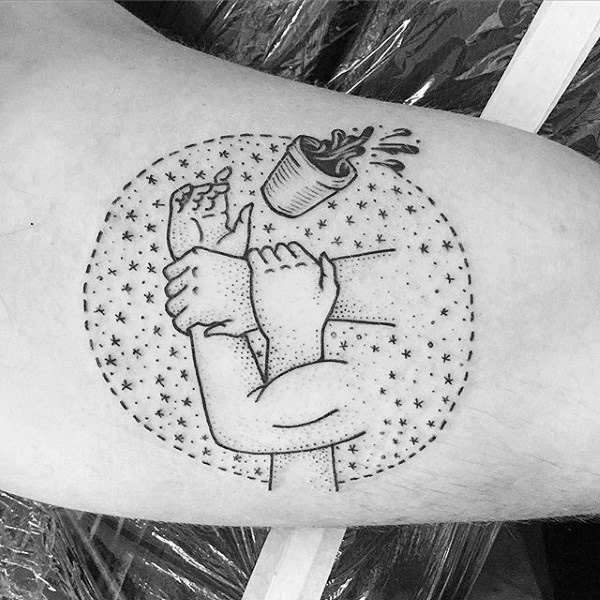 Circular Mens Small Jiu Jitsu Bicep Tattoo