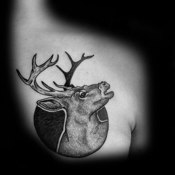 Circular Moose Upper Chest Guys Tattoos