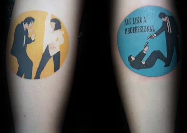 Circular Pulp Fiction Guys Inner Forearm Tattoos