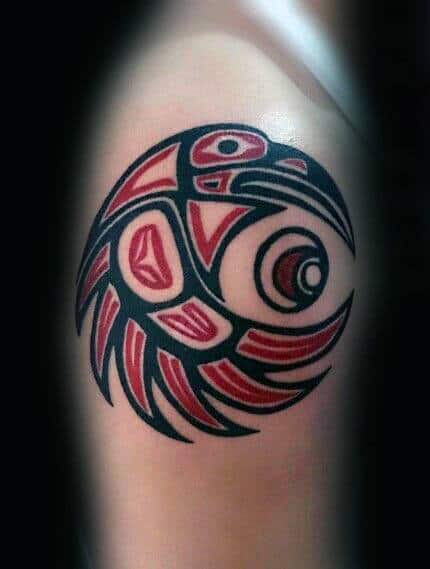 Circular Tribal Bird Mens Arm Haida Tattoos