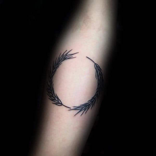 Circular Wheat Virgo Mens Forearm Tattoo