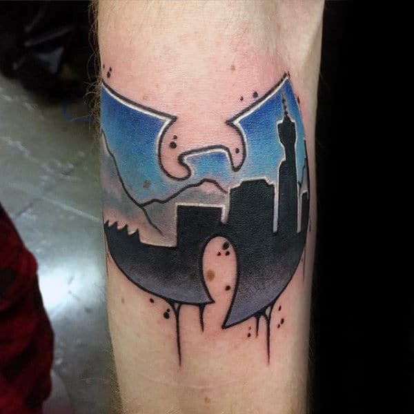City Skyline Wu Tang Mens Inner Forearm Tattoos