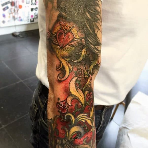 Claddagh Sleeve Tattoos For Guys