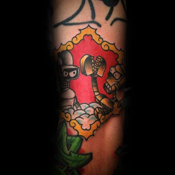 Clamps And Bender Futurama Tattoo Ideas For Men