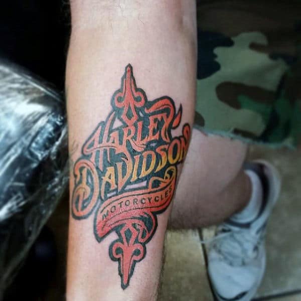 Classic Harley Davidson Motorcycles Mens Inner Forearm Logo Tattoo