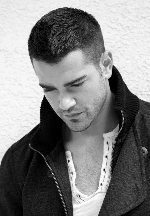 Classic Mens Short Length Faux Hawk Fade Taper Hairstyle