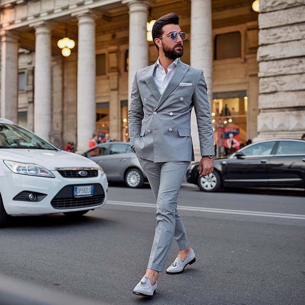 Classic Mens Wear Gray Stripe Suit