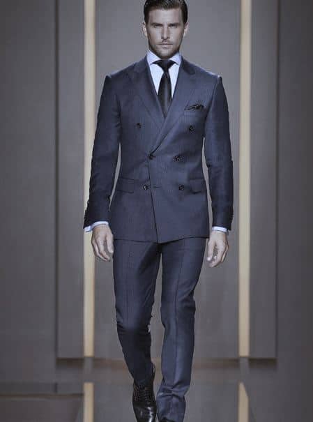 Classy Male Navy Blue Suit Black Shoes And Black Tie Styles