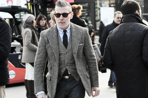 Classy Male Winter Outfits Styles Tweed Blazer With Vest