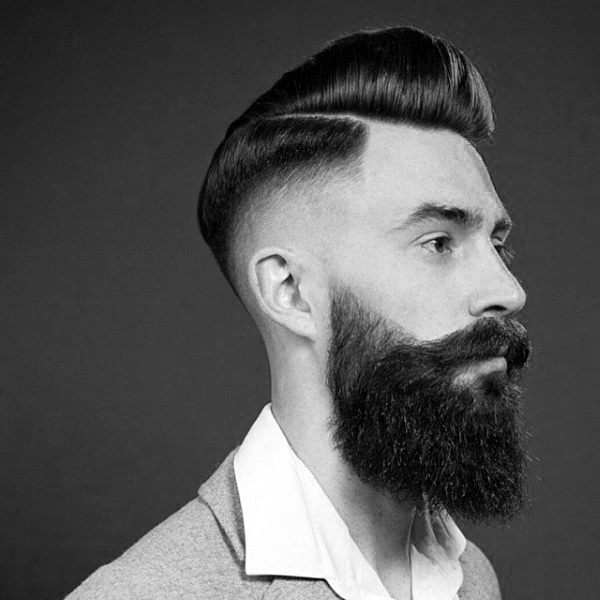 Classy Old School Mens Pompadour With High Skin Fade Hairstyle On Sides