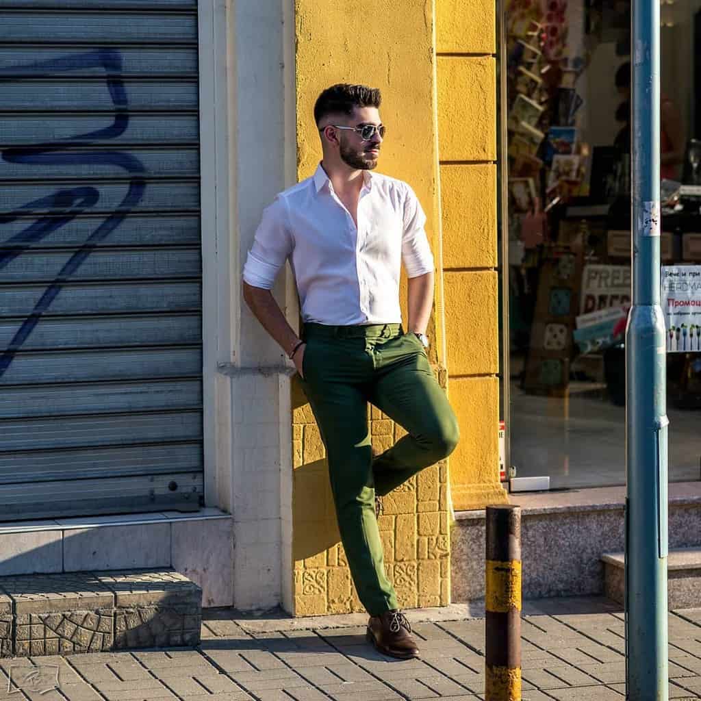 Classy White Green Pants Outfit