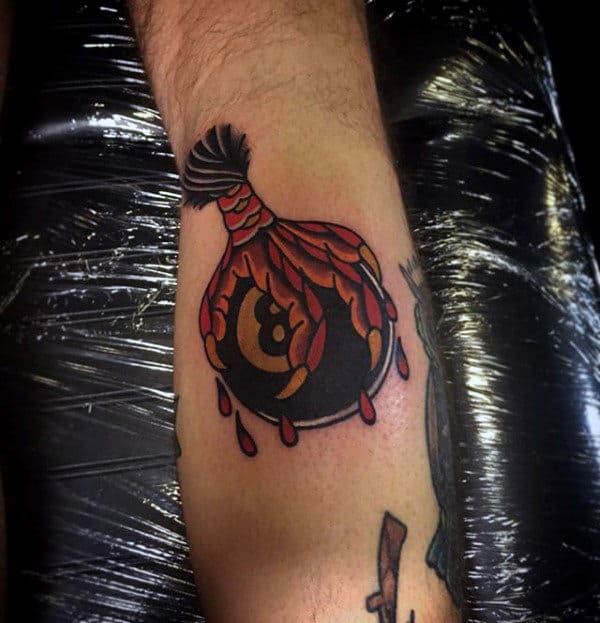 Claw With Black 8 Ball Mens Forearm Tattoo Designs