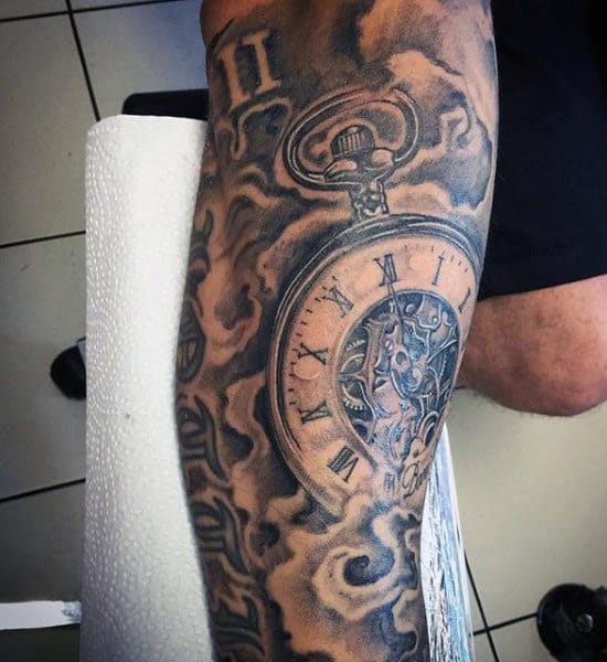 Leg Clock Tattoos For Men