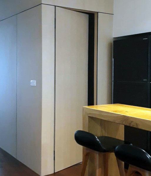 closet home interior hidden door bench and seats