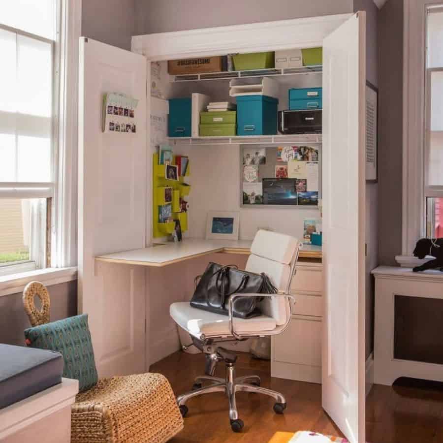 hidden closet office storage wall shelves