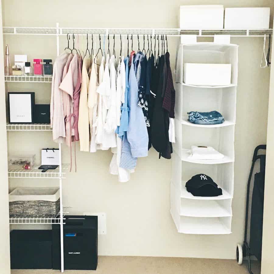 closet storage with clothes rack