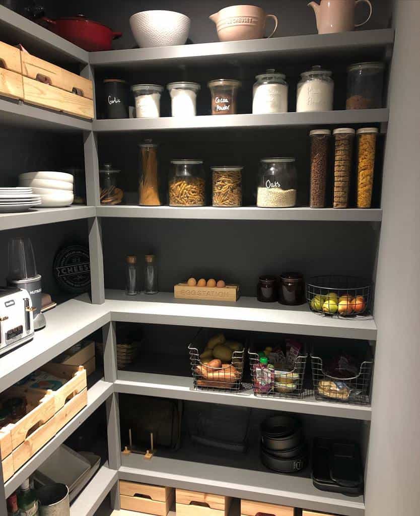 well organized gray cabinet 