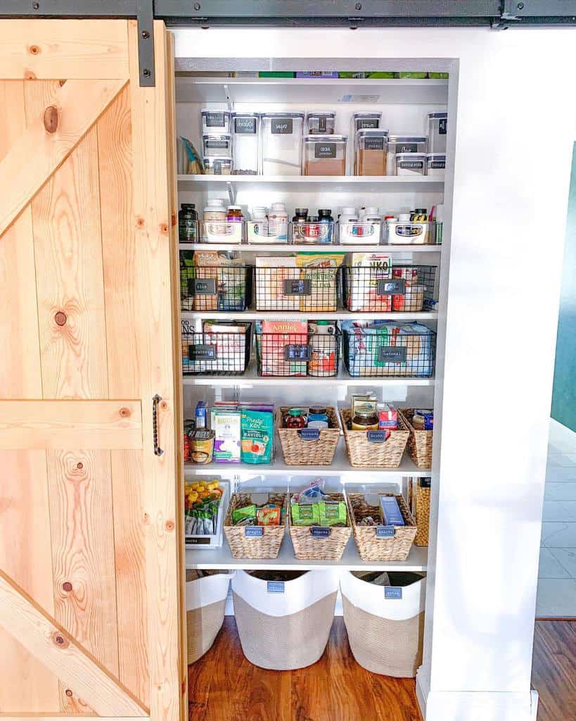 kitchen pantry with barn door