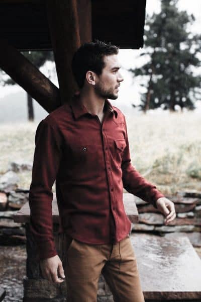 Clothes For Guys Fall Outfits Styles Red Shirt With Tan Pants
