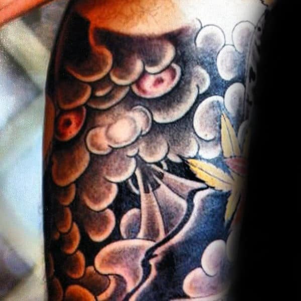 Cloud Blowing Wind Japanese Mens Quarter Sleeve Tattoo