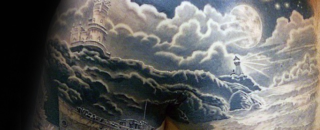 Cloud Chest Tattoos For Men