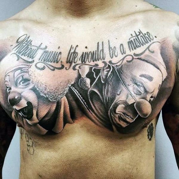 Clowns Mens Chest Tattoos